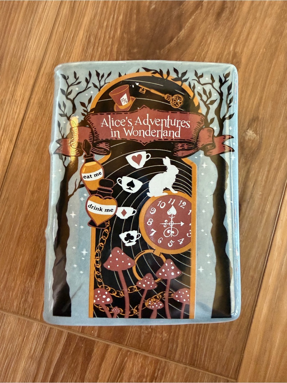 Alice's Adventures in Wonderland Decorative Glass Book Container